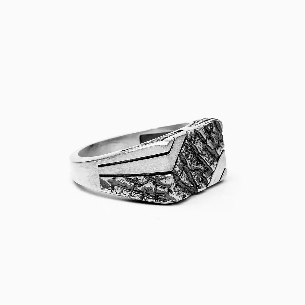 handmade sterling silver Rectangle Textured Ring