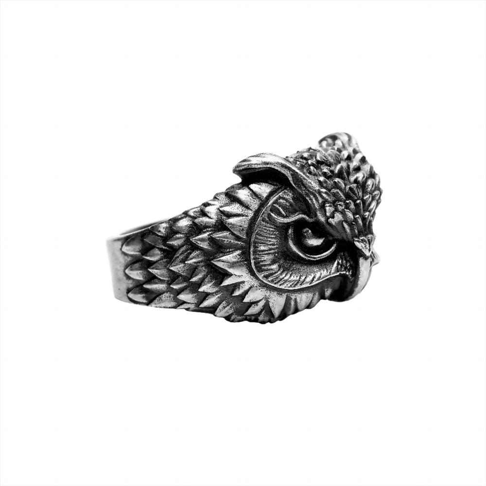 handmade sterling silver Owl Head Ring