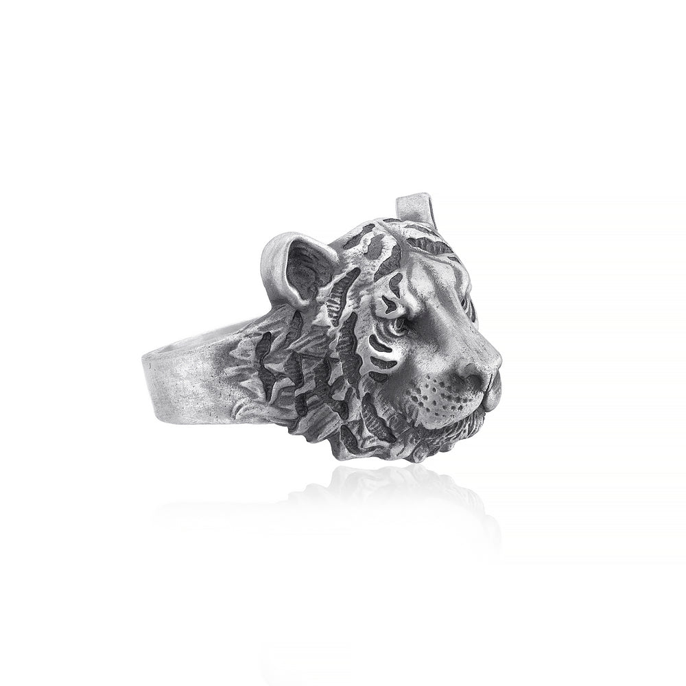 handmade sterling silver Tiger Head Ring