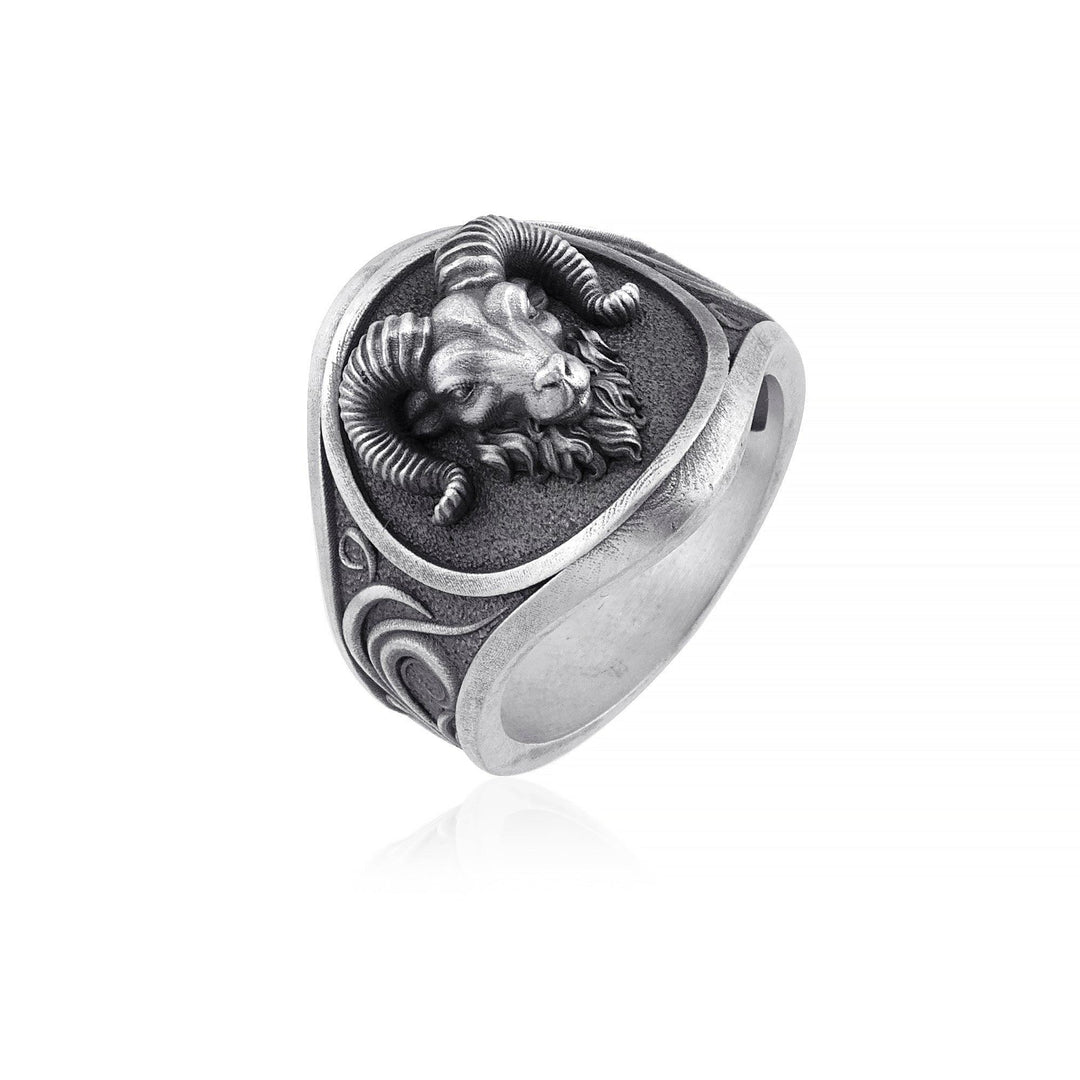 handmade sterling silver Aries Head Ring