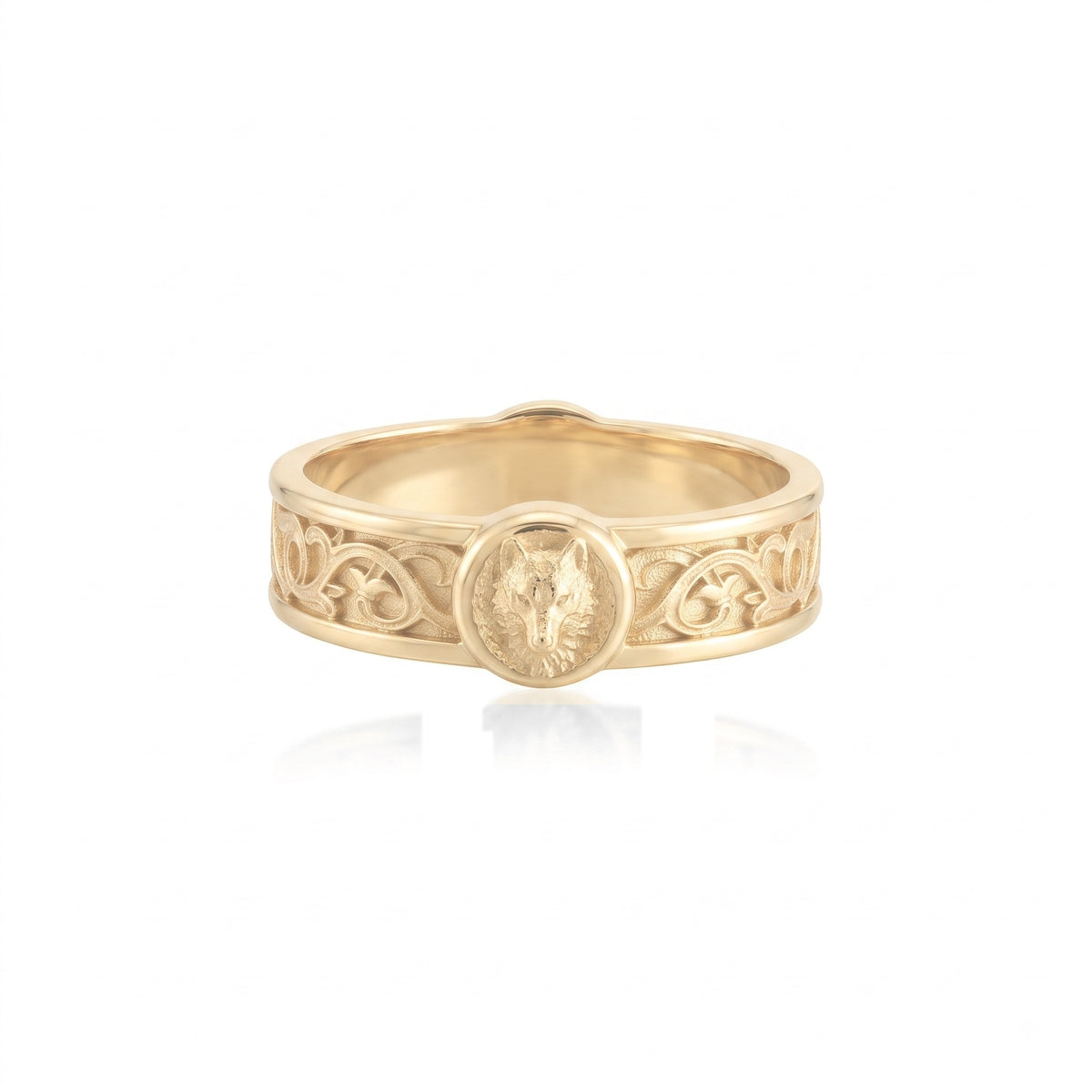 Wolf Lily Motif Band Ring