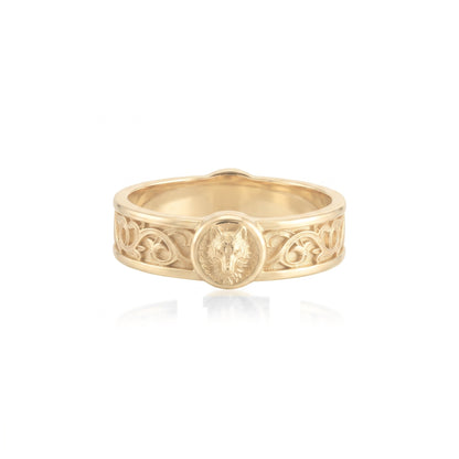 Wolf Lily Motif Band Ring