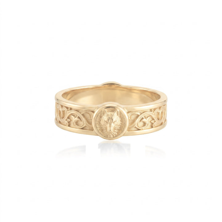Wolf Lily Motif Band Ring