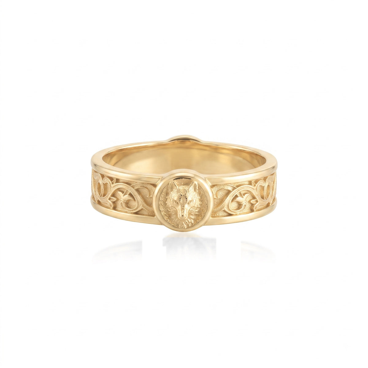 Wolf Lily Motif Band Ring