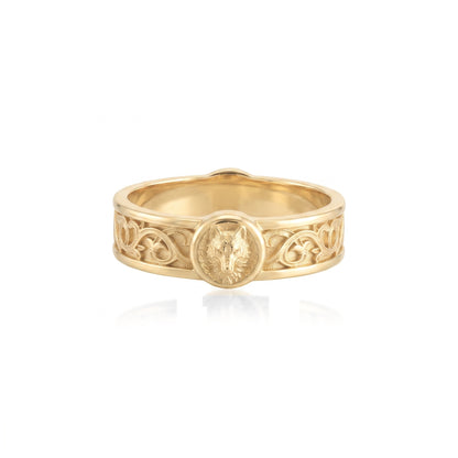 Wolf Lily Motif Band Ring