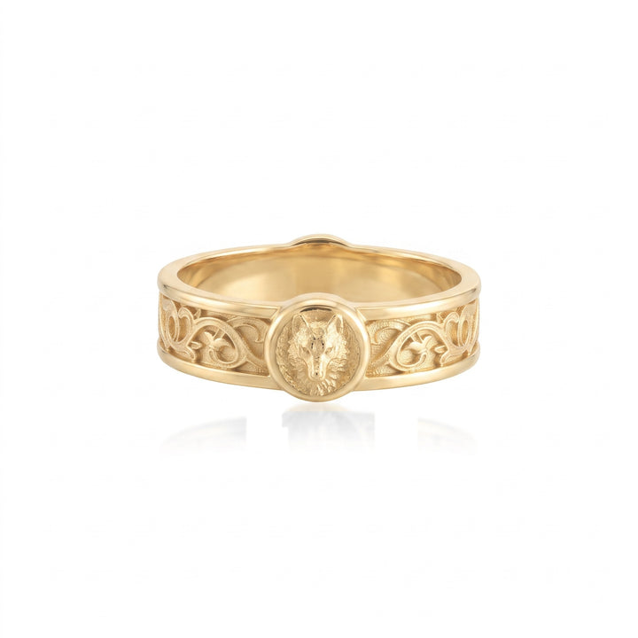 Wolf Lily Motif Band Ring