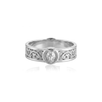 Wolf Lily Motif Band Ring