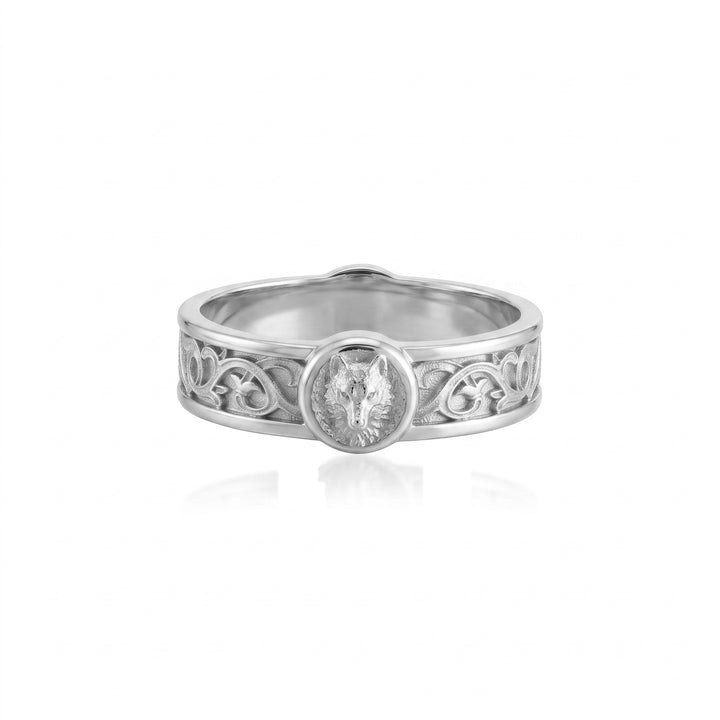 Wolf Lily Motif Band Ring