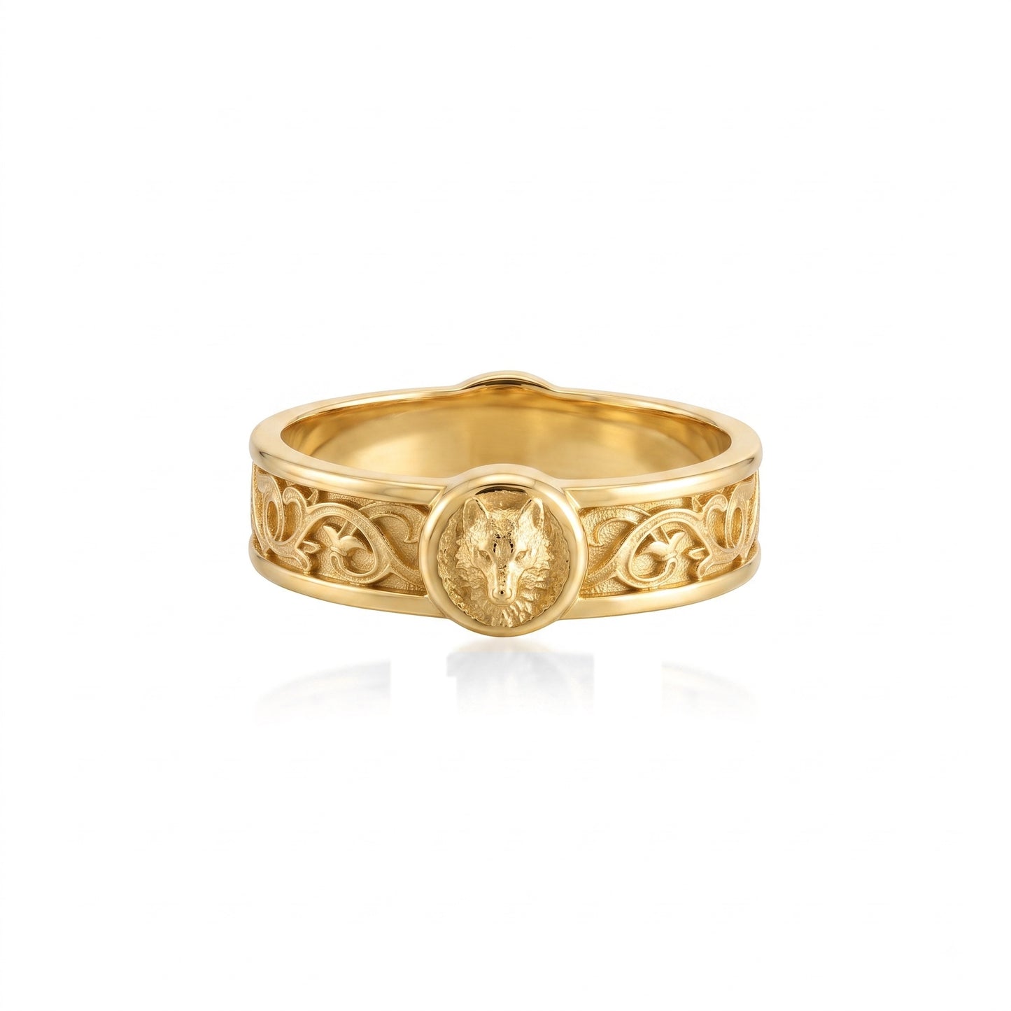 Wolf Lily Motif Band Ring
