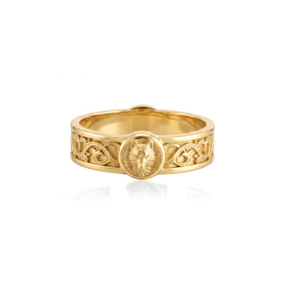 Wolf Lily Motif Band Ring