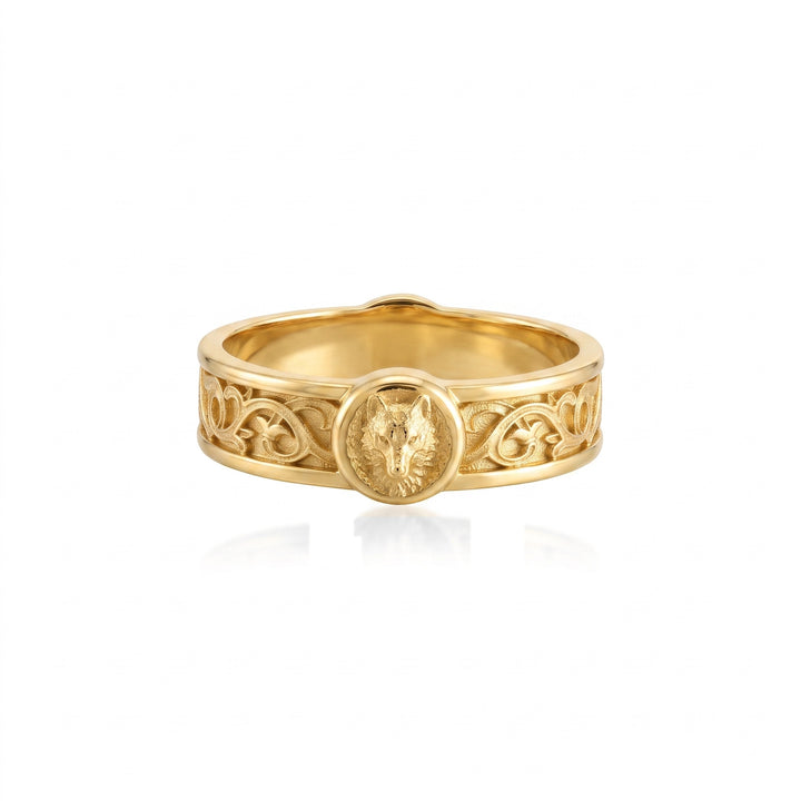 Wolf Lily Motif Band Ring