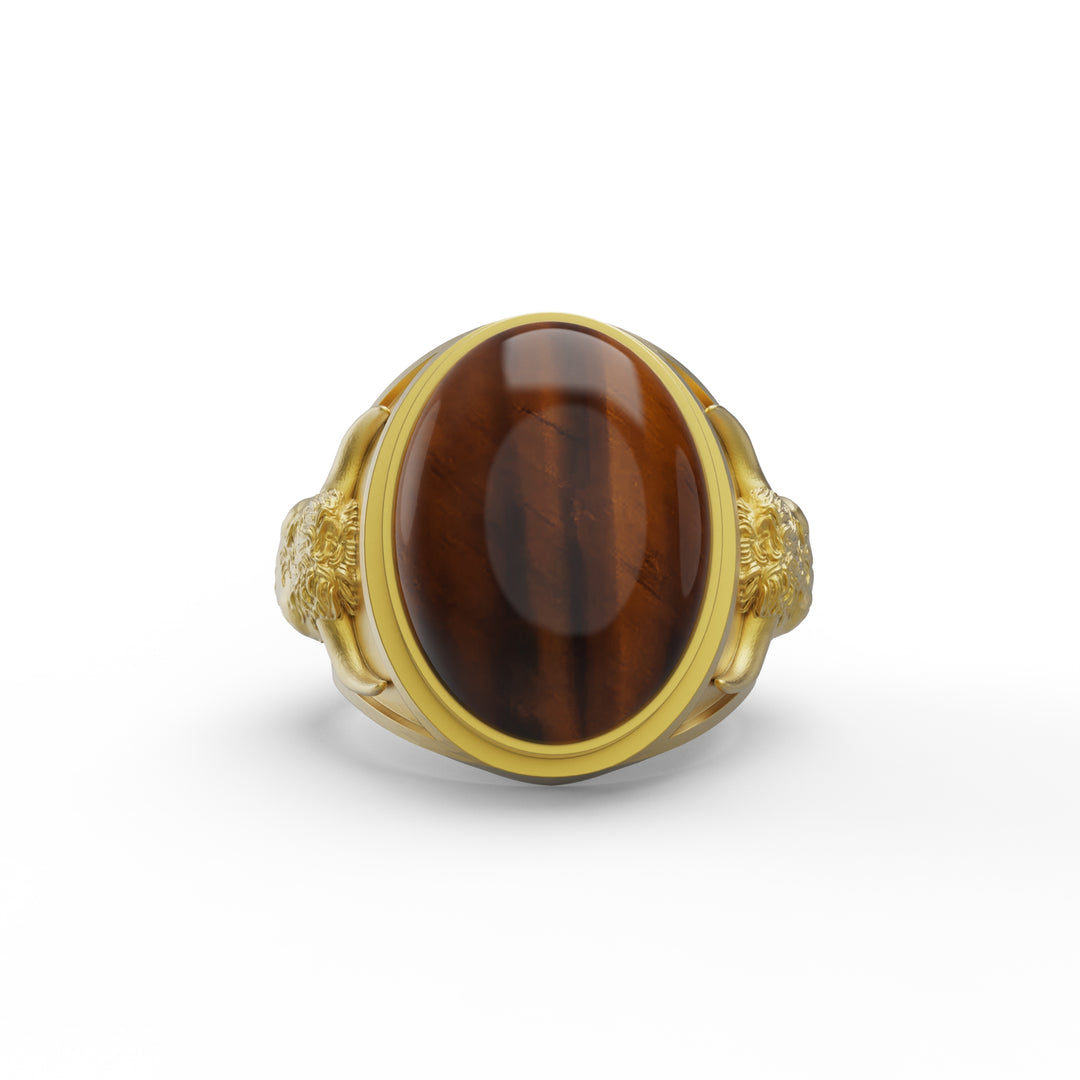 Taurus Bull Tiger Eye Gemstone Ring