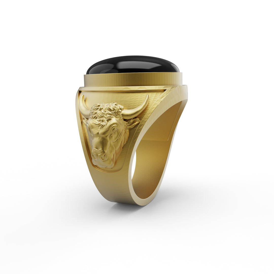 Taurus Bull Onyx Gemstone Ring