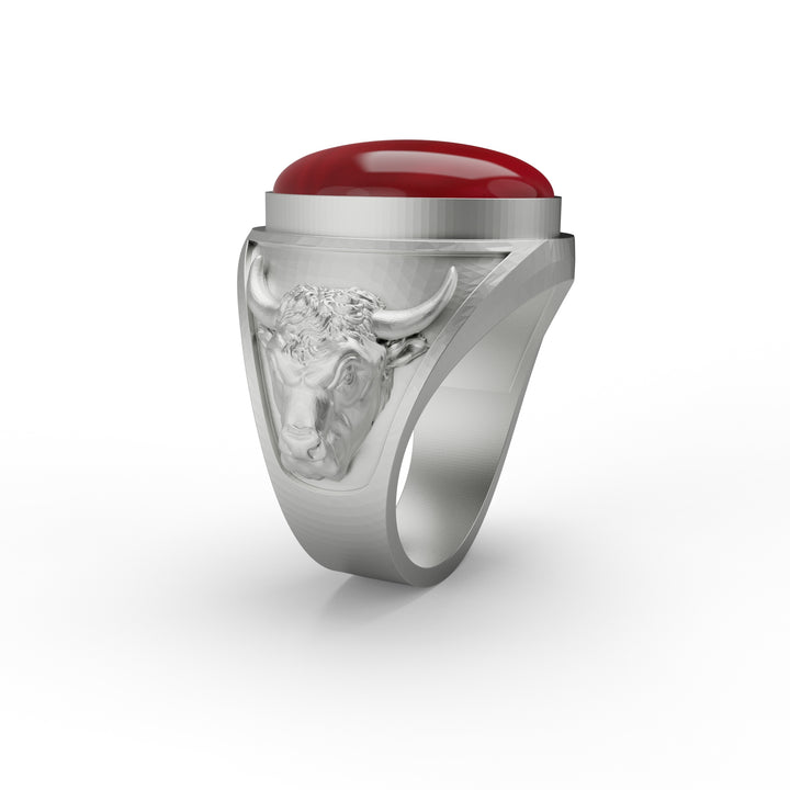 Taurus Bull Carnelian Gemstone Ring