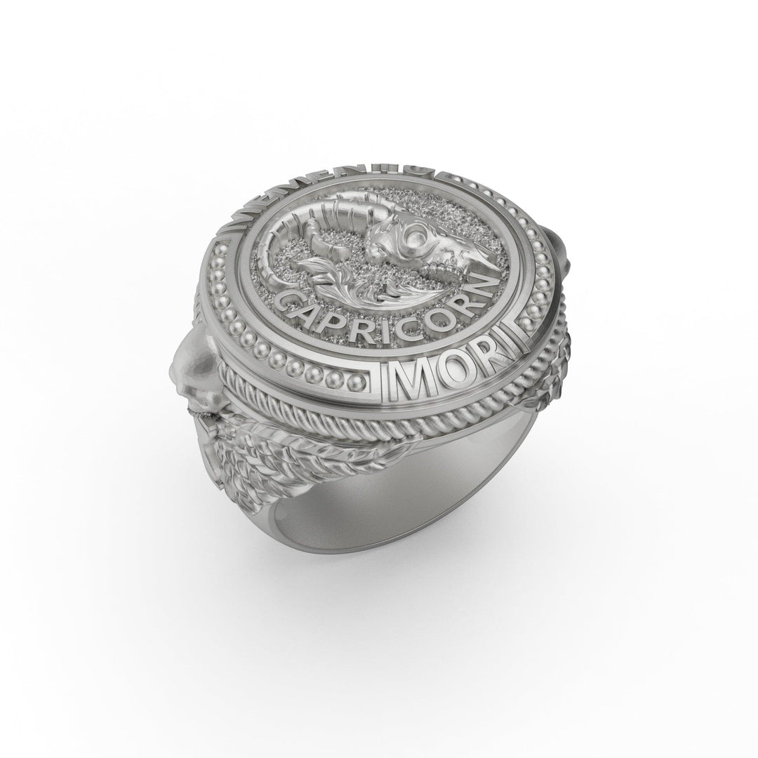 Capricorn Zodiac Skull Ring