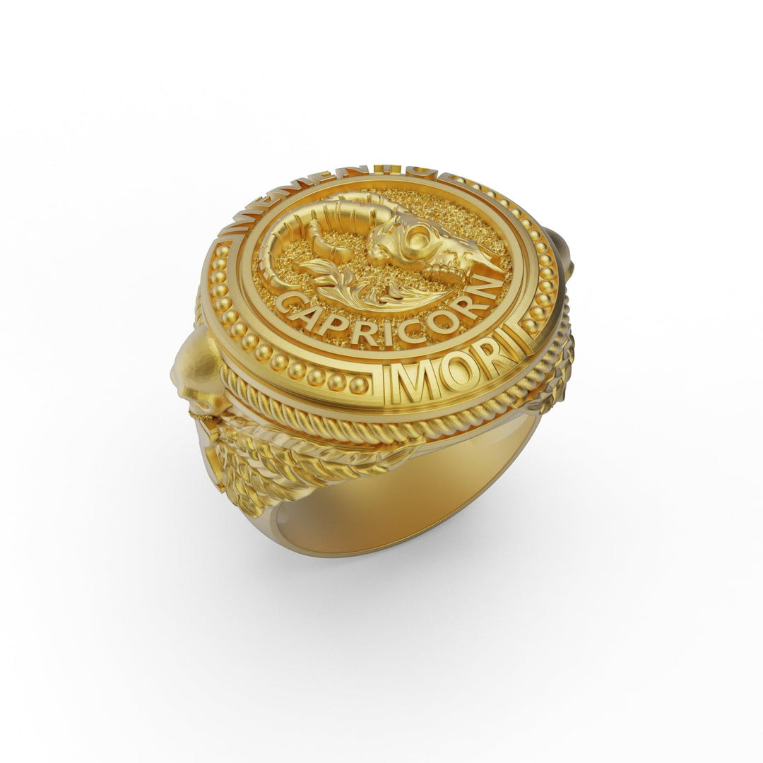 Capricorn Zodiac Skull Ring