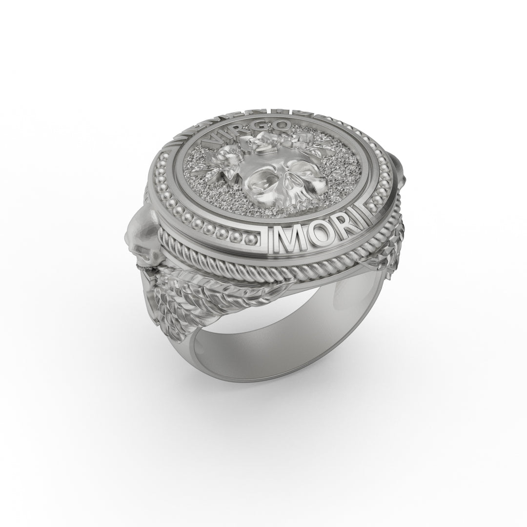 Virgo Zodiac Skull Ring