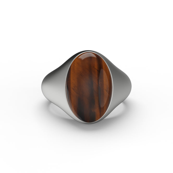 Oval Tiger Eye Signet Ring