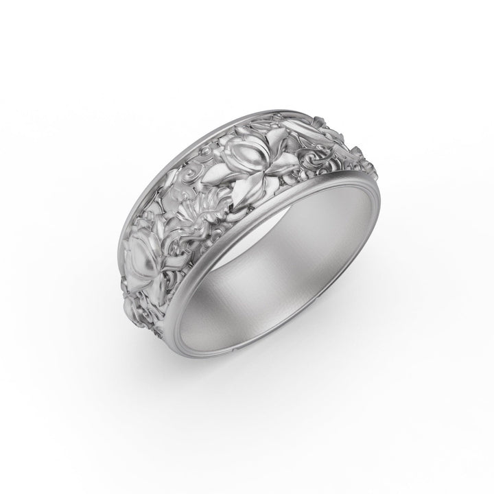 Rose and Flowers band ring