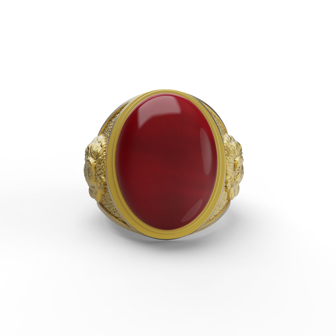 Lion Carnelian Gemstone Ring