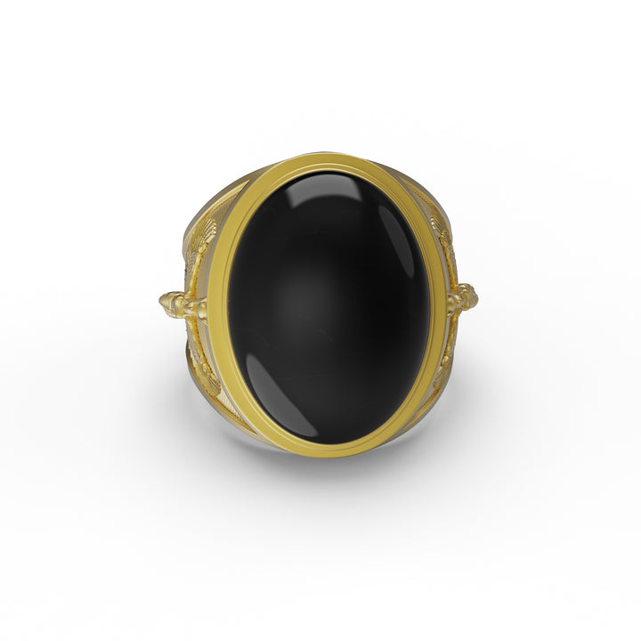 Egyptian Isis Goddess Onyx Ring