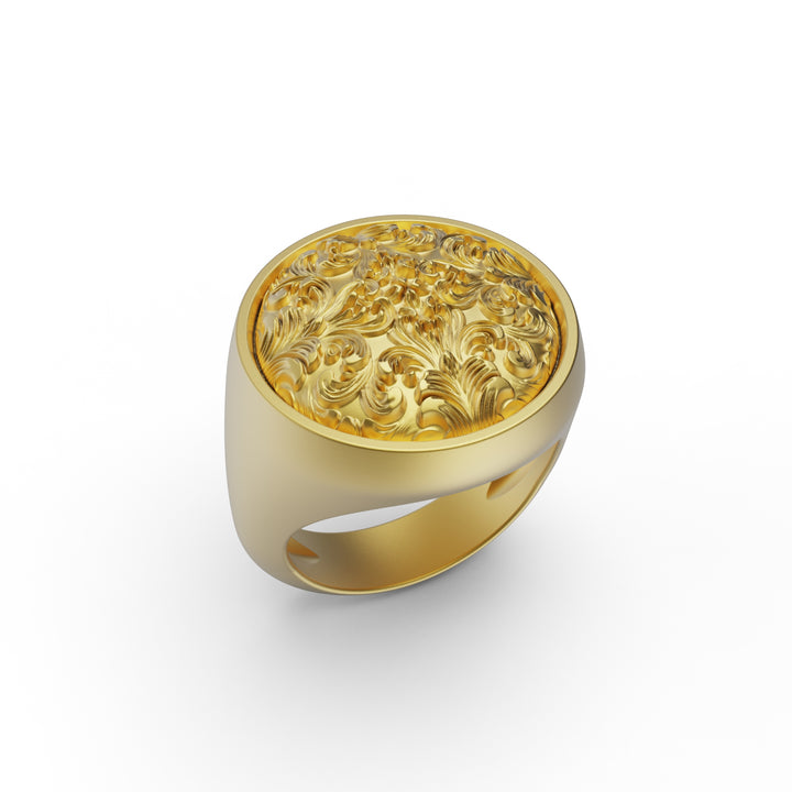 Rococo Floral Signet Ring