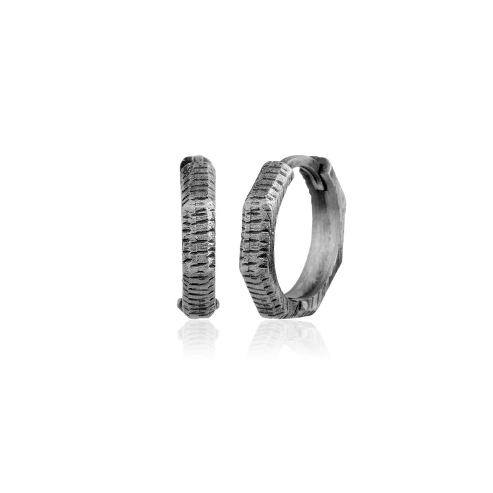 Ironclad Texture Hoop Earring