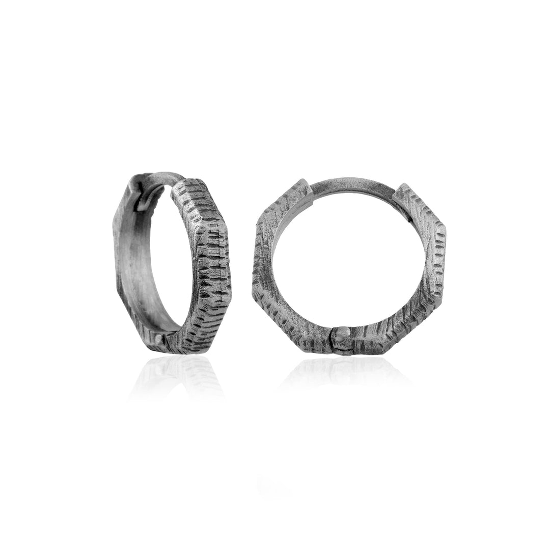 Ironclad Texture Hoop Earring