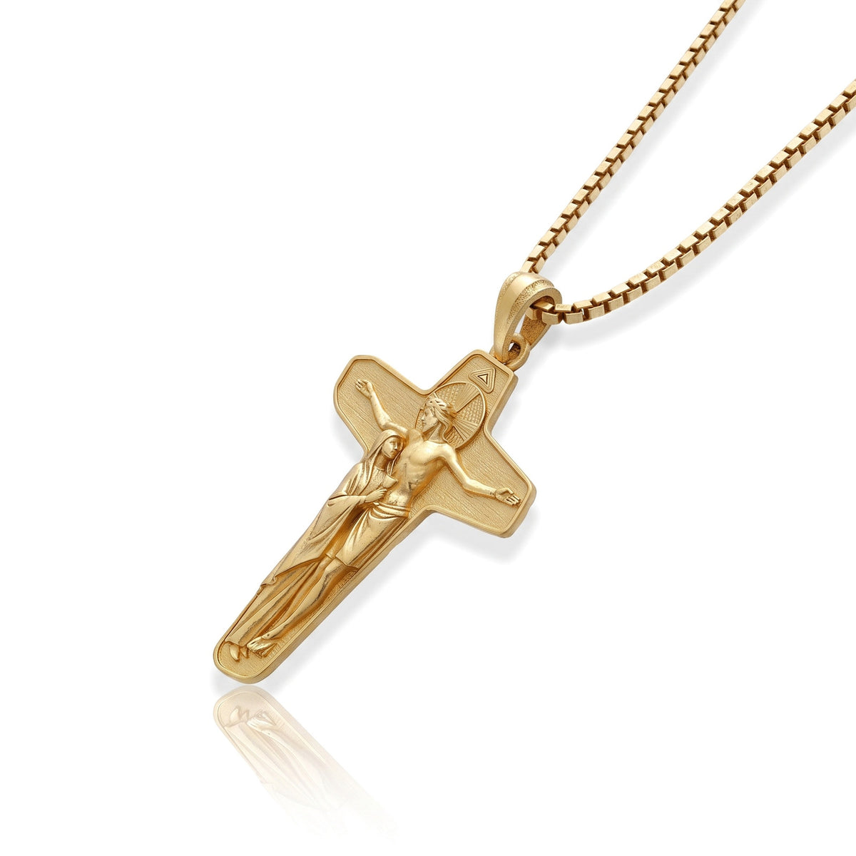 Christ and Mary Devotional Cross Necklace