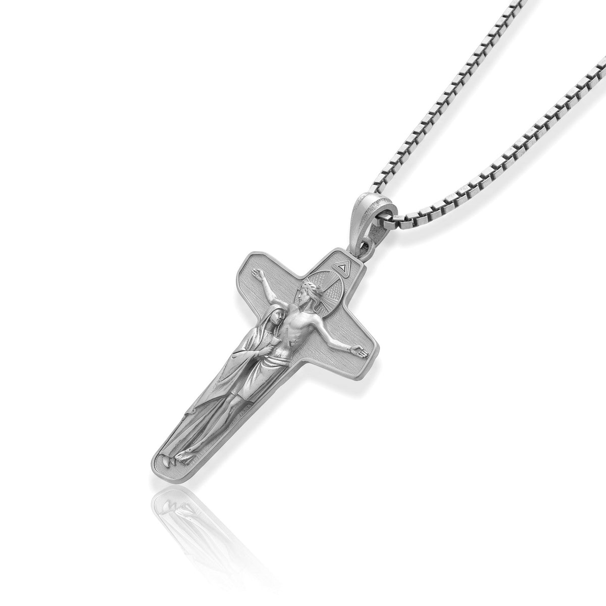 Christ and Mary Devotional Cross Necklace