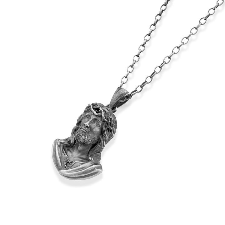 Crown of Thorns Christ Bust Necklace