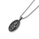 Saint Joan of Arc Oval Medallion Necklace – 925 Sterling Silver Oxidized