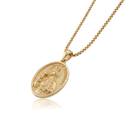 Saint Barbara Cross Medallion Necklace