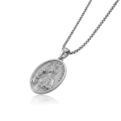 Saint Barbara Cross Medallion Necklace