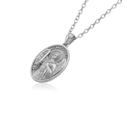 Saint Michael Sword Oval Medallion Necklace