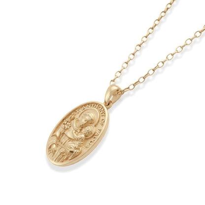 Saint Anthony of Padua Lily Medallion Necklace