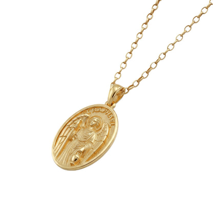 Saint Raphael Archangel Medallion Necklace