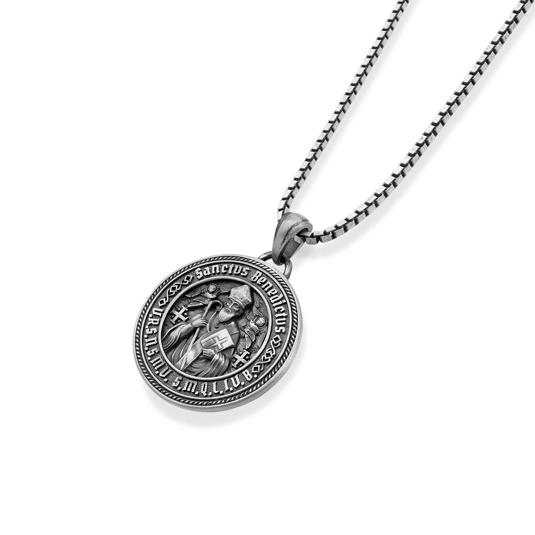 Saint Benedict Cross Prayer Medal Necklace