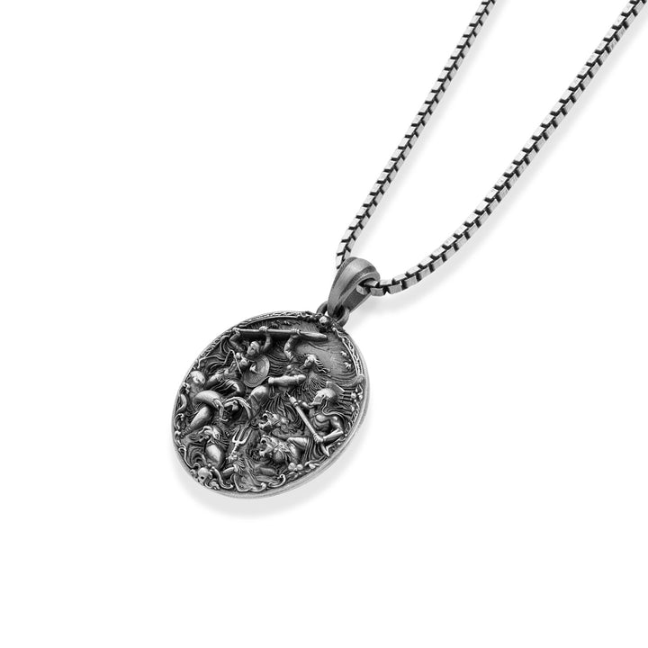 Three Warriors Battle Medallion Necklace