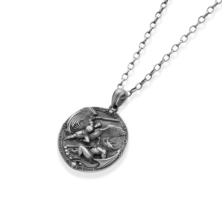 Archangel Victory Battle Medallion Necklace