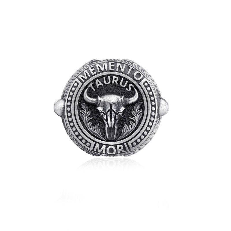 Taurus Zodiac Skull Ring