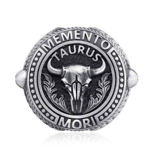 Taurus Zodiac Skull Ring