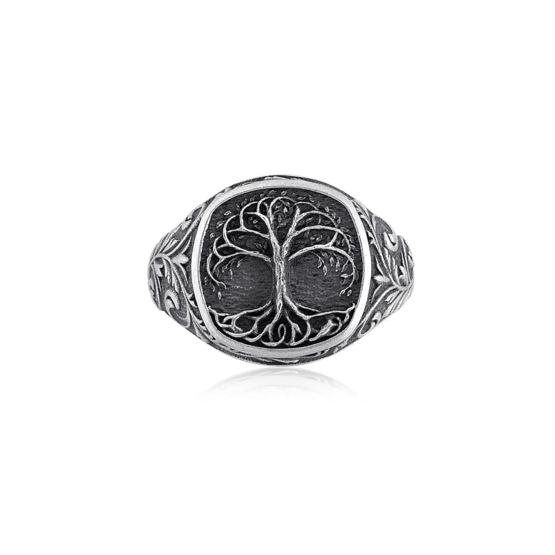 Tree Of Life Signet Ring top view
