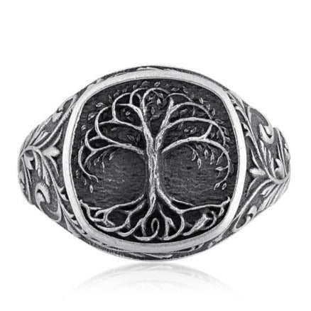 Tree Of Life Signet Ring top view