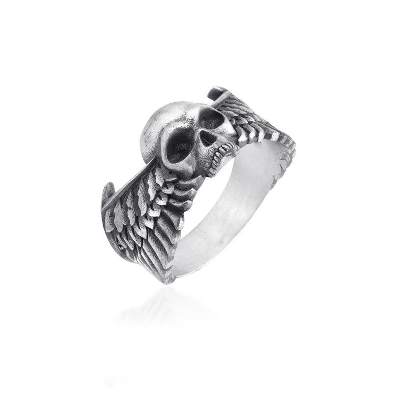 Winged Skull Ring side view