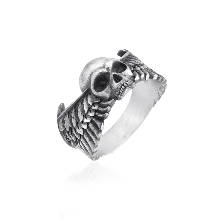 Winged Skull Ring side view