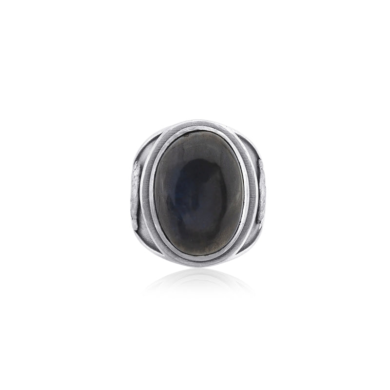 wolf labradorite ring top view