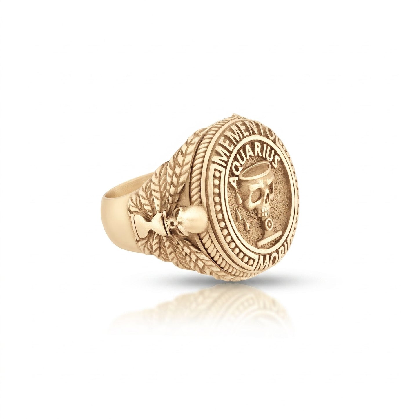 Aquarius Zodiac Skull Ring