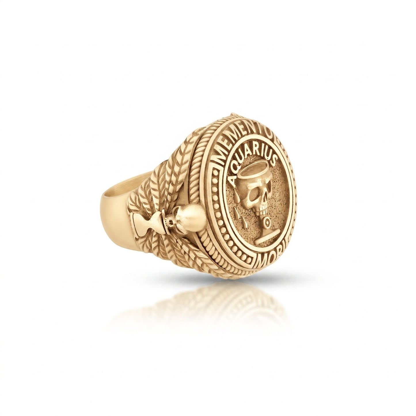 Aquarius Zodiac Skull Ring