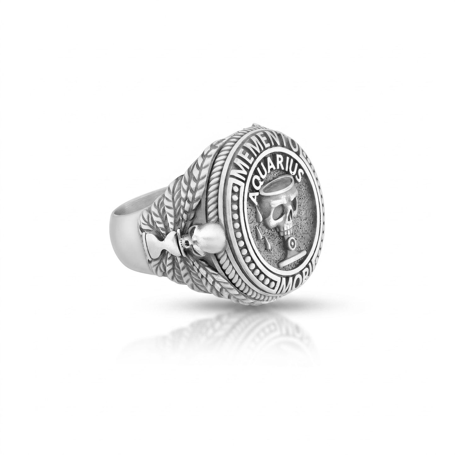 Aquarius Zodiac Skull Ring
